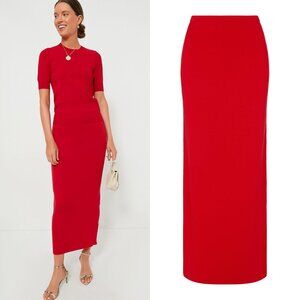 AEXAE Red Knit Maxi Skirt Size S NWT – Luxury Ribbed Stretch Skirt
